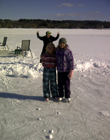 Skating on the lake at the rental cottage